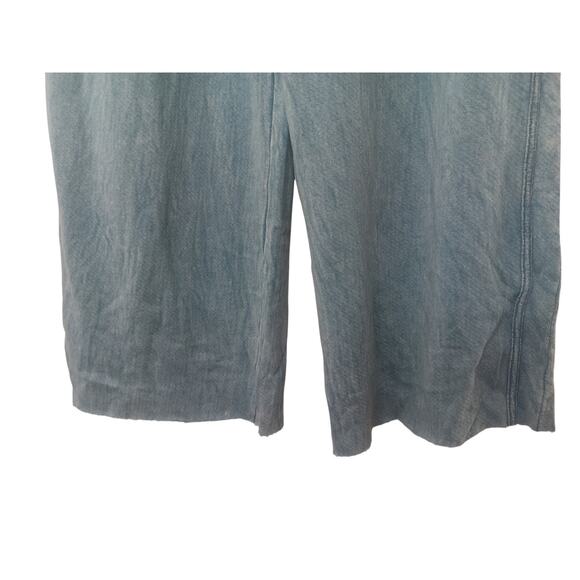 New Three Bird Nest Lounge Pants Blue Mineral Wash Wide Leg Pockets SZ L - Picture 3 of 10